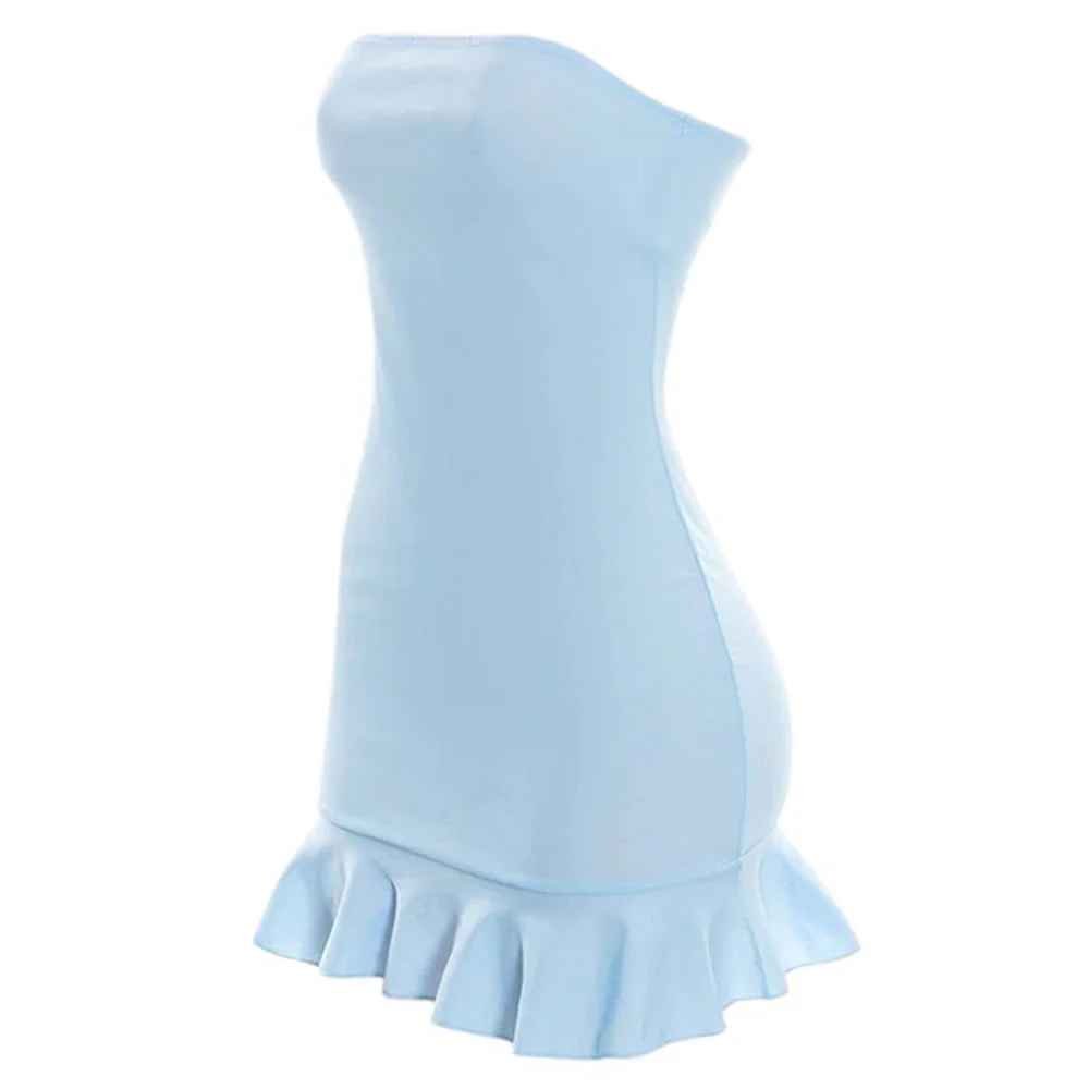 Baby Blue Off Shoulder Mini Dress - Image 2