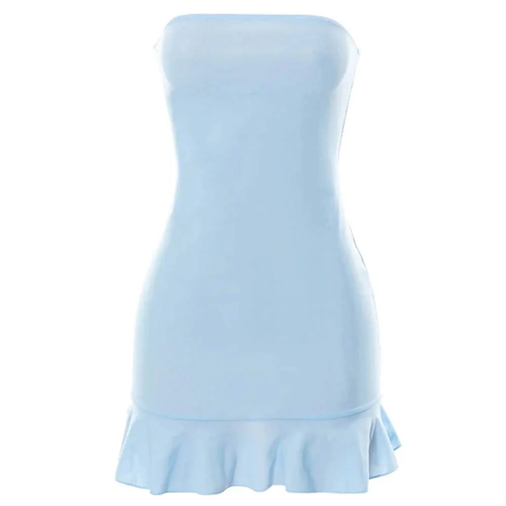 Baby Blue Off Shoulder Mini Dress - Image 5