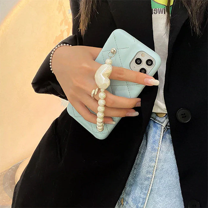 Baby Blue Pearl Chain iPhone Case - Image 3
