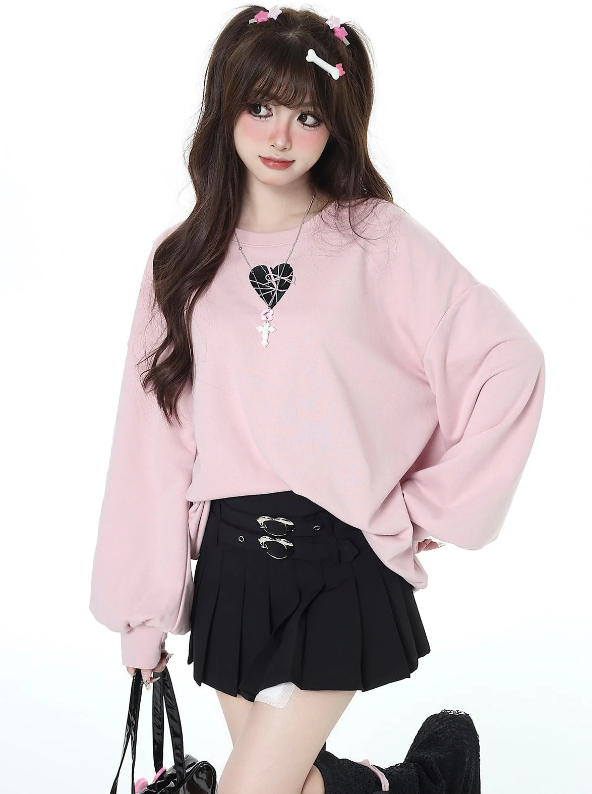 Back racing up ribbon oversized sweatshirt - Image 3