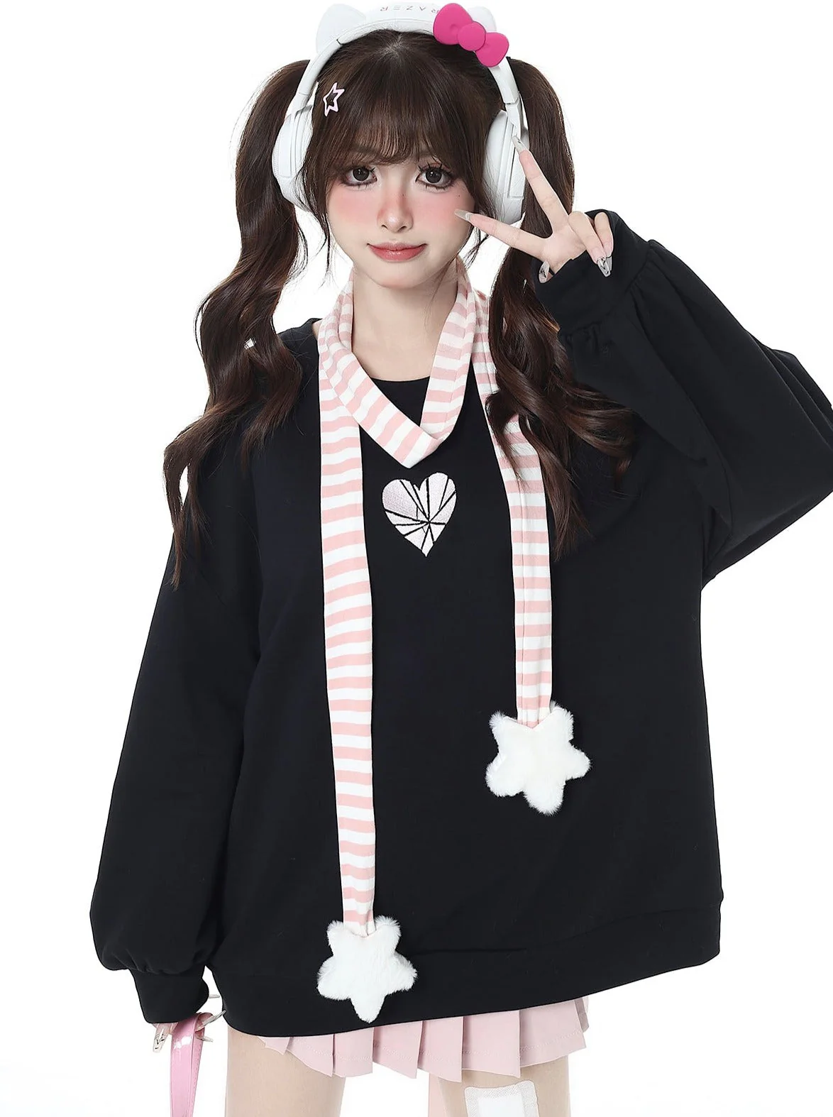 Back racing up ribbon oversized sweatshirt - Image 9