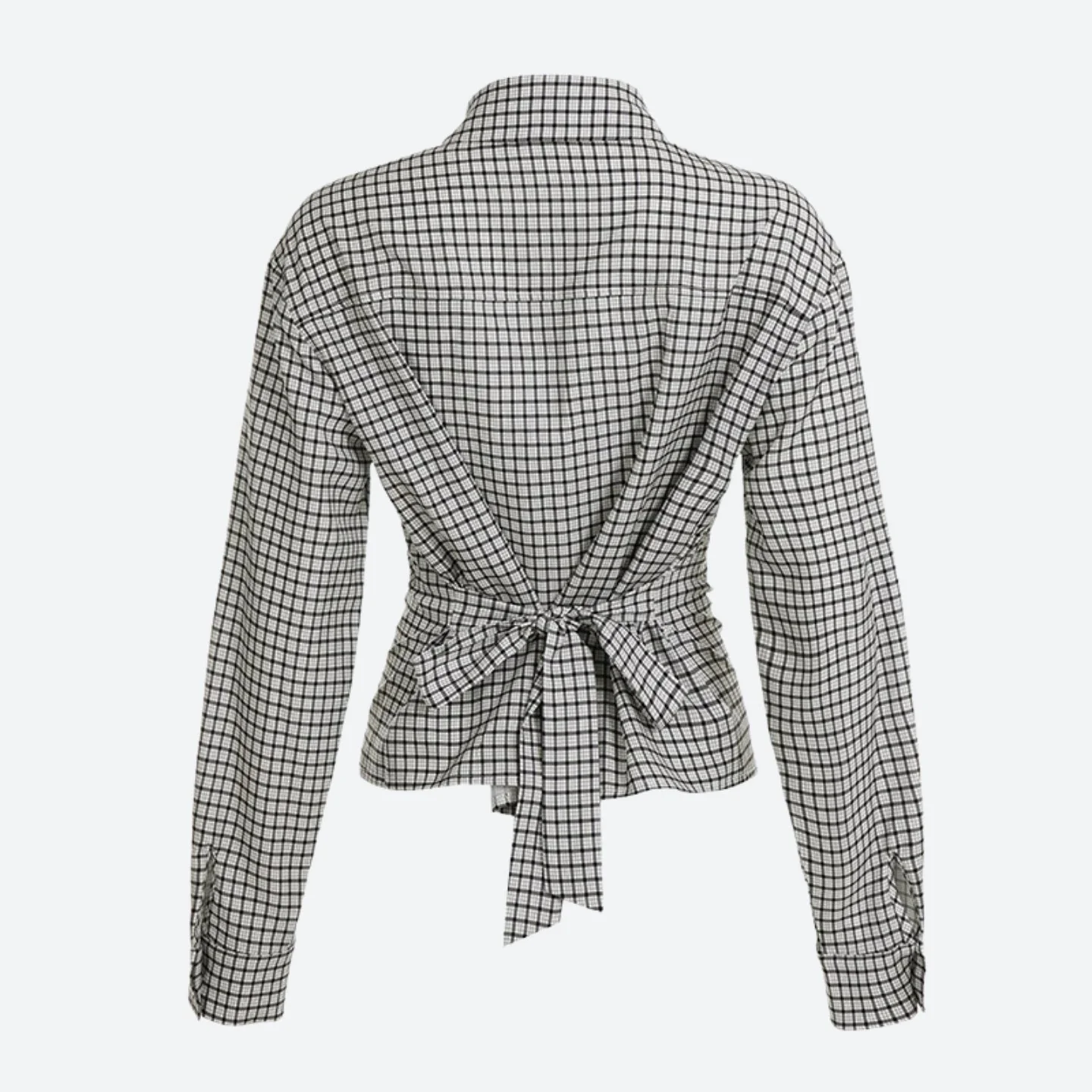 Back Tie Plaid Shirt - Image 6