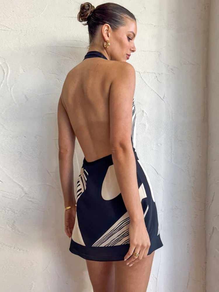 Backless V-neck Halter Dress - Image 3