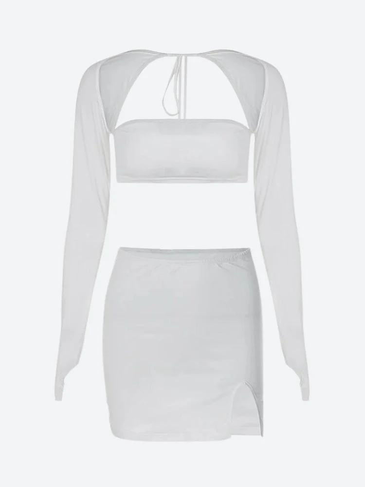 Baddie Crop Top & Slit Mini Skirt Two Piece Coord - Image 3