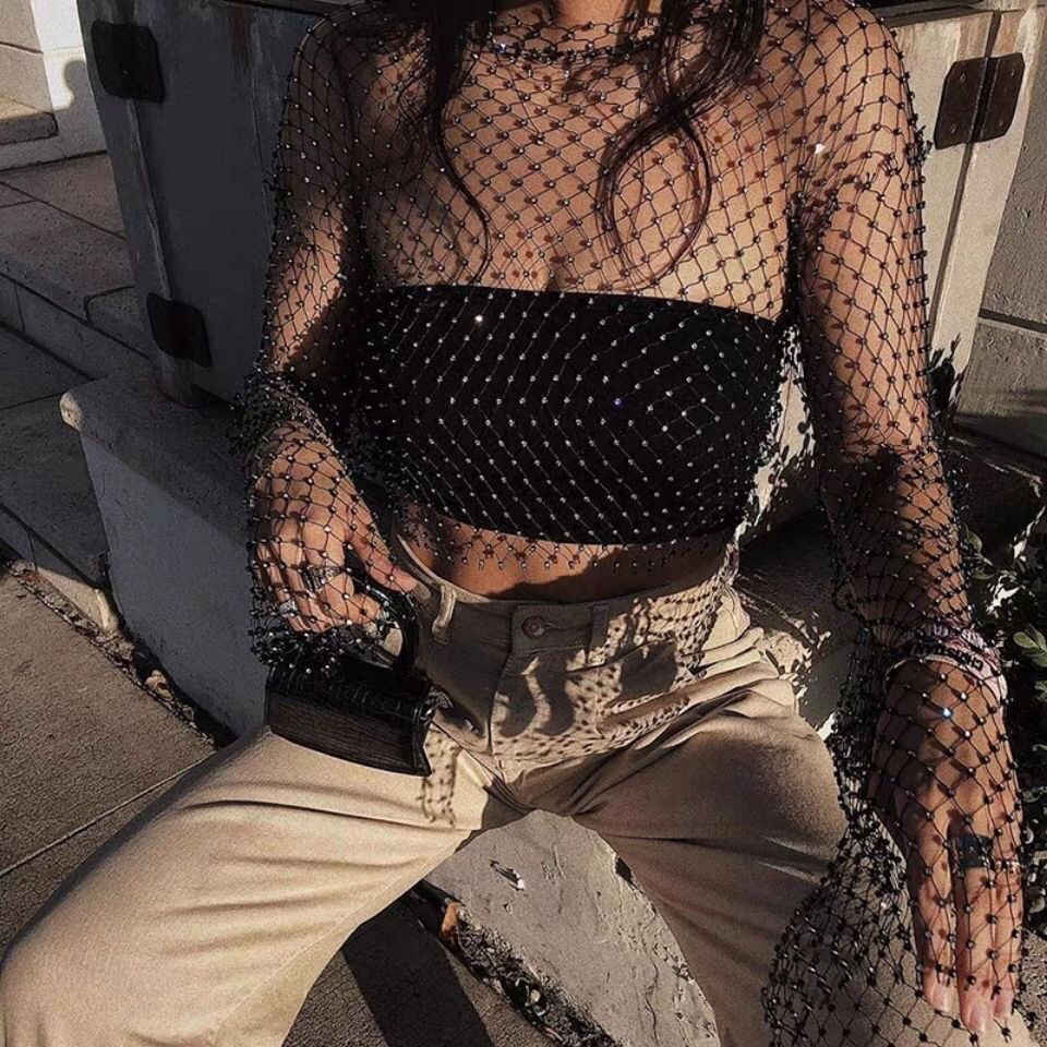 Baddie Diamond Hollow Blouse - Image 2