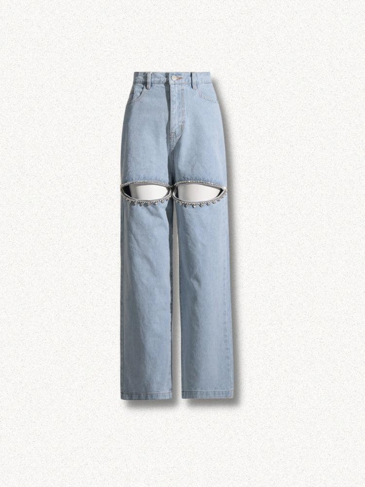 Baddie Embellished Cut-Out Jeans - Image 8