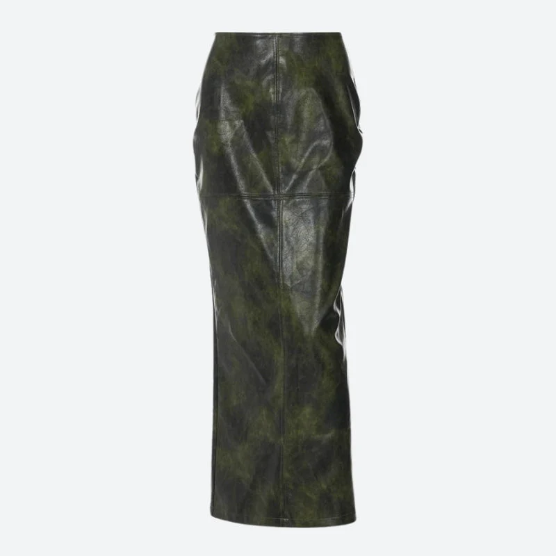Baddie Leaf Lace Up Split Maxi Skirt - Image 4