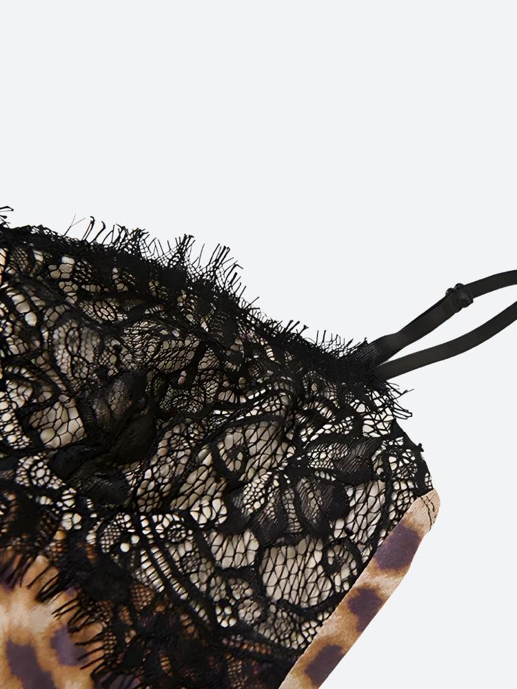 Baddie Leopard Lace Mini Dress - Image 4