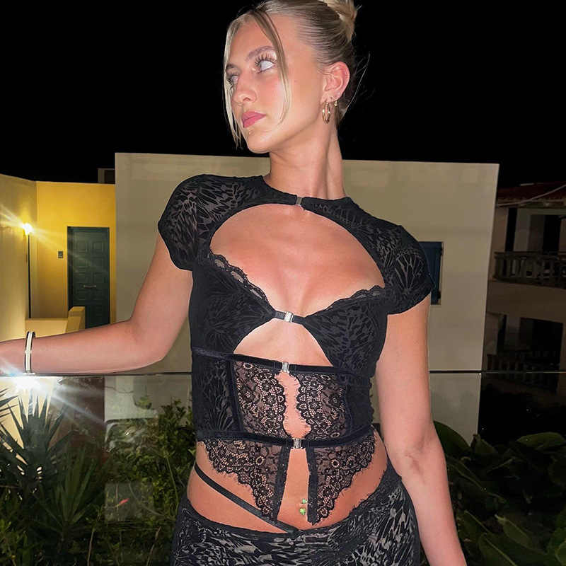 Baddie Mesh Lace Crop Top - Image 3