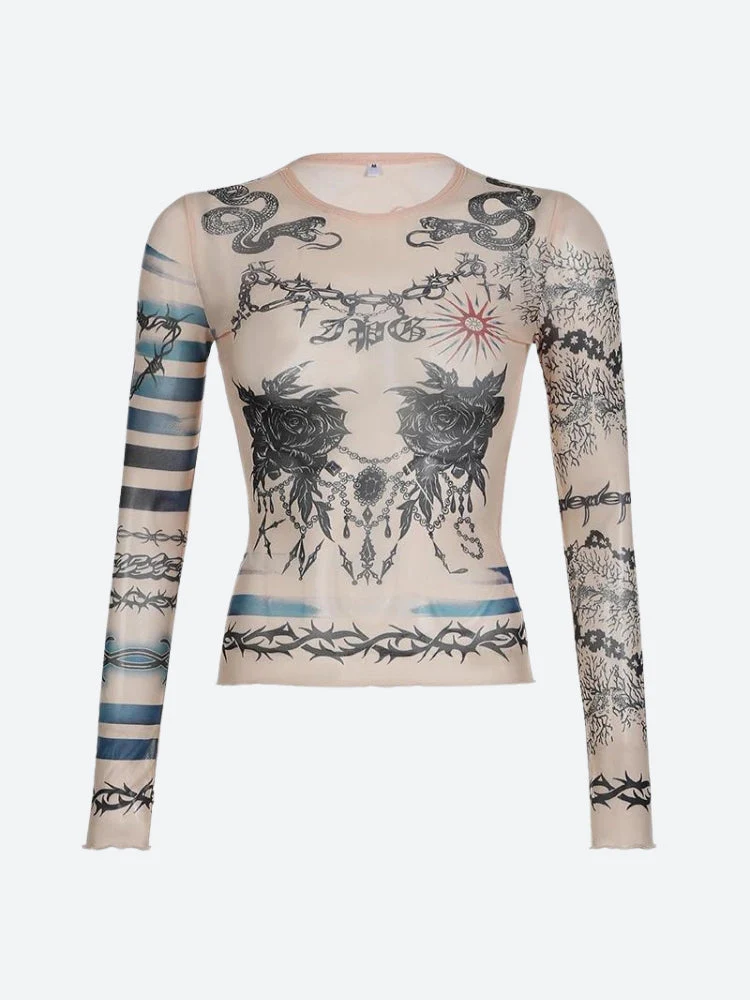 Baddie Mesh Tattoo Top - Image 5