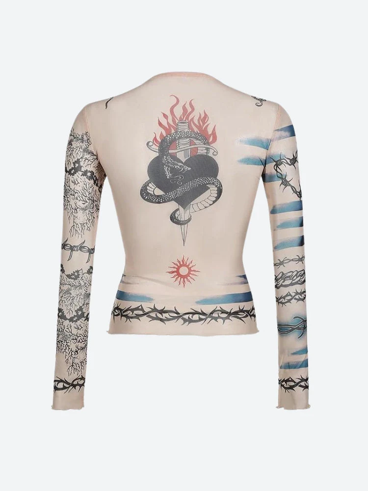 Baddie Mesh Tattoo Top - Image 6