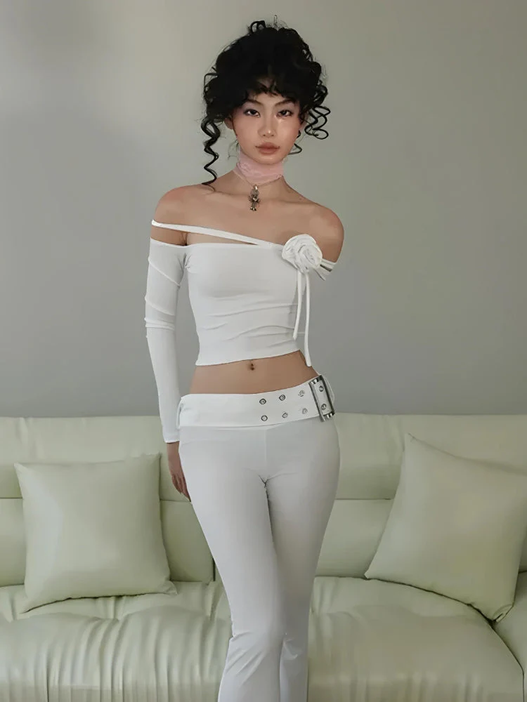 Baddie Rose Asymmetric Off Shoulder Top - Image 7