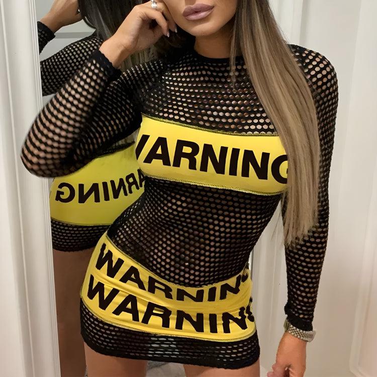 Baddie Warning Fishnet Mini Dress - Image 3