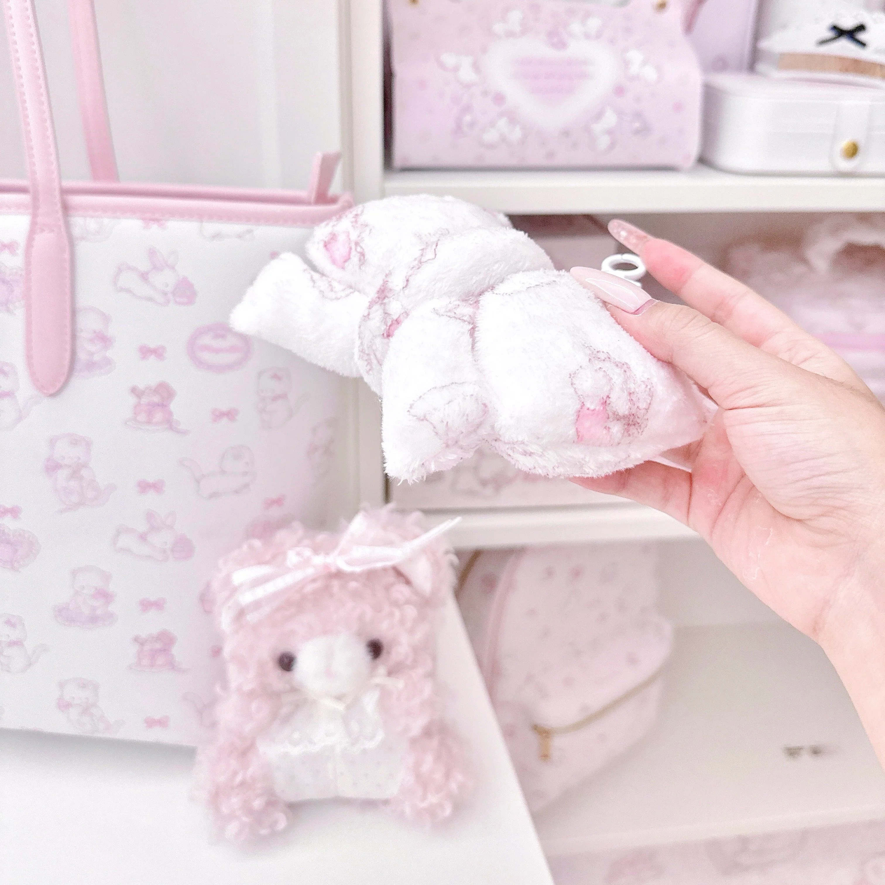 Bag hanging cat handmade plush bow - Image 5