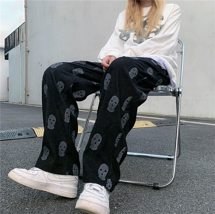 Balaclava Print Wide Leg Pants - Image 12