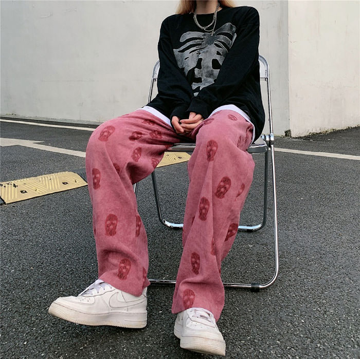 Balaclava Print Wide Leg Pants - Image 13