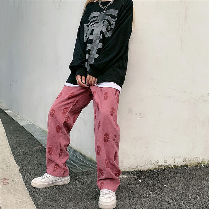 Balaclava Print Wide Leg Pants - Image 4