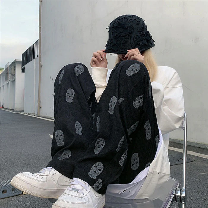 Balaclava Print Wide Leg Pants - Image 6