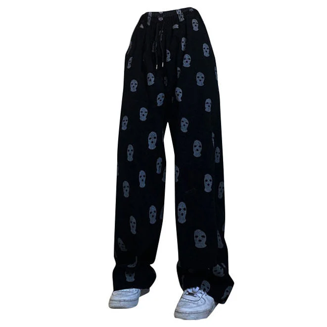 Balaclava Print Wide Leg Pants - Image 7