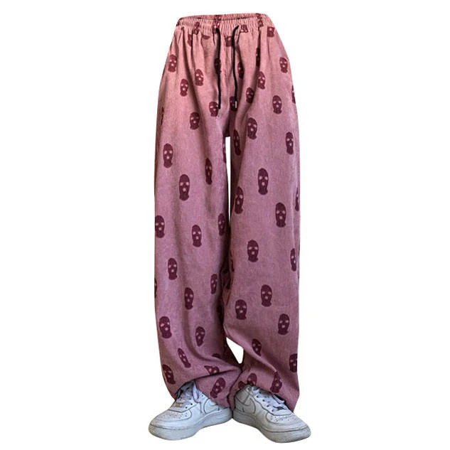 Balaclava Print Wide Leg Pants - Image 8