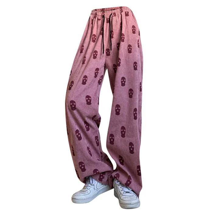 Balaclava Print Wide Leg Pants - Image 9
