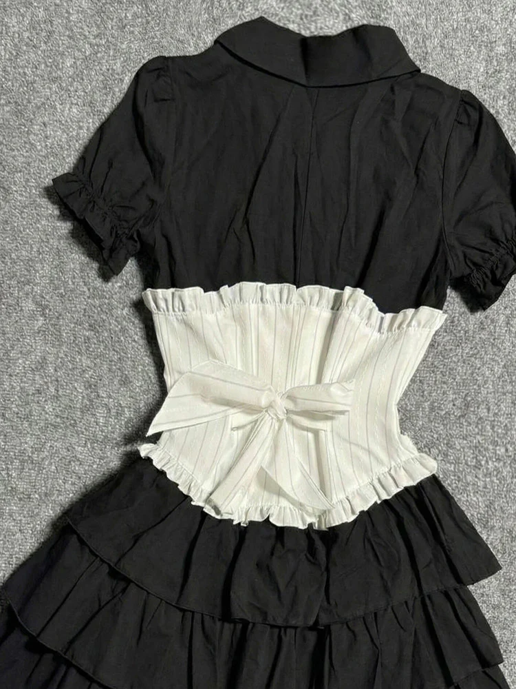 balck&white shirt corset dress - Image 4