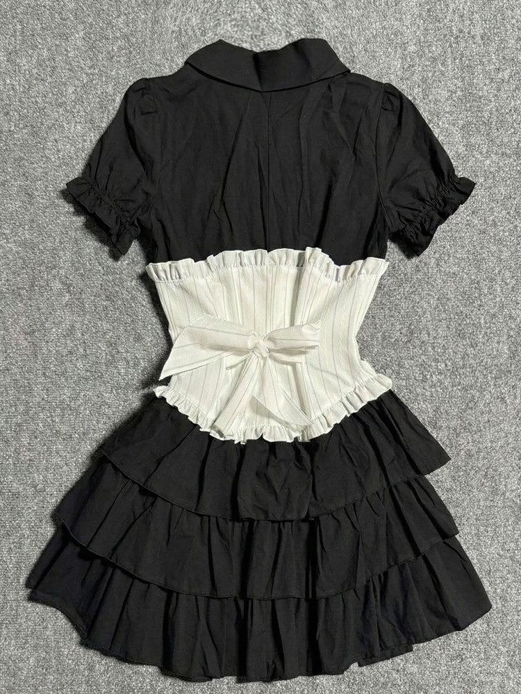 balck&white shirt corset dress - Image 5