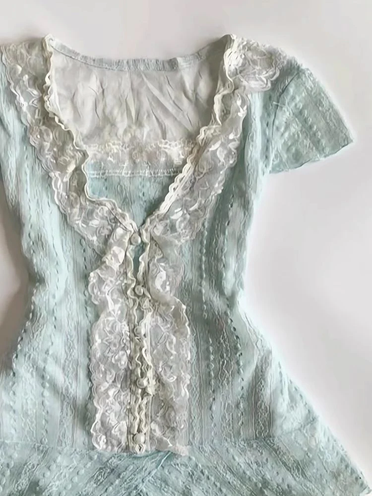Ballet Ancient Daughter Elegant Lace Short Skirt Set - Image 2