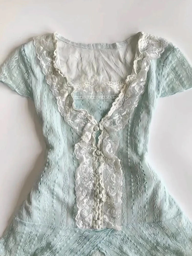 Ballet Ancient Daughter Elegant Lace Short Skirt Set - Image 3