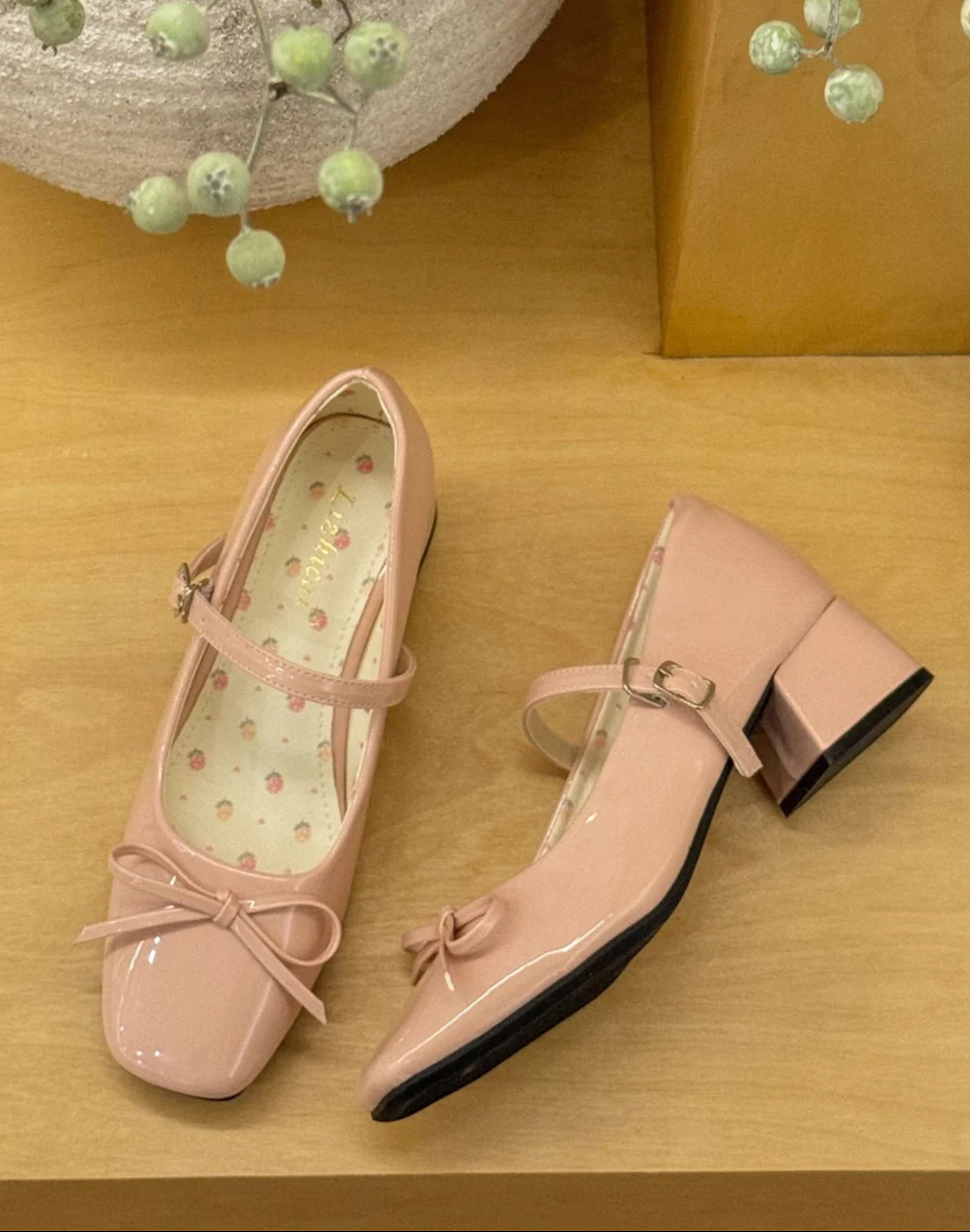 Ballet Girl Leather Thick Heel Shoes - Image 5