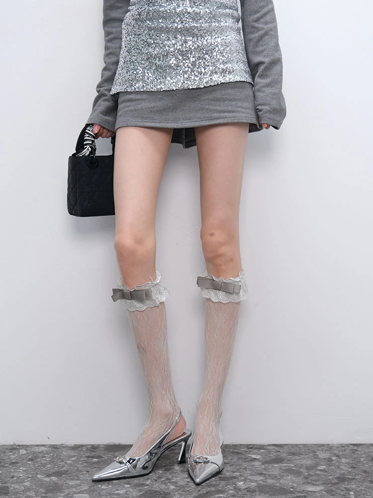 Ballet Lace Pink Calf Socks - Image 7