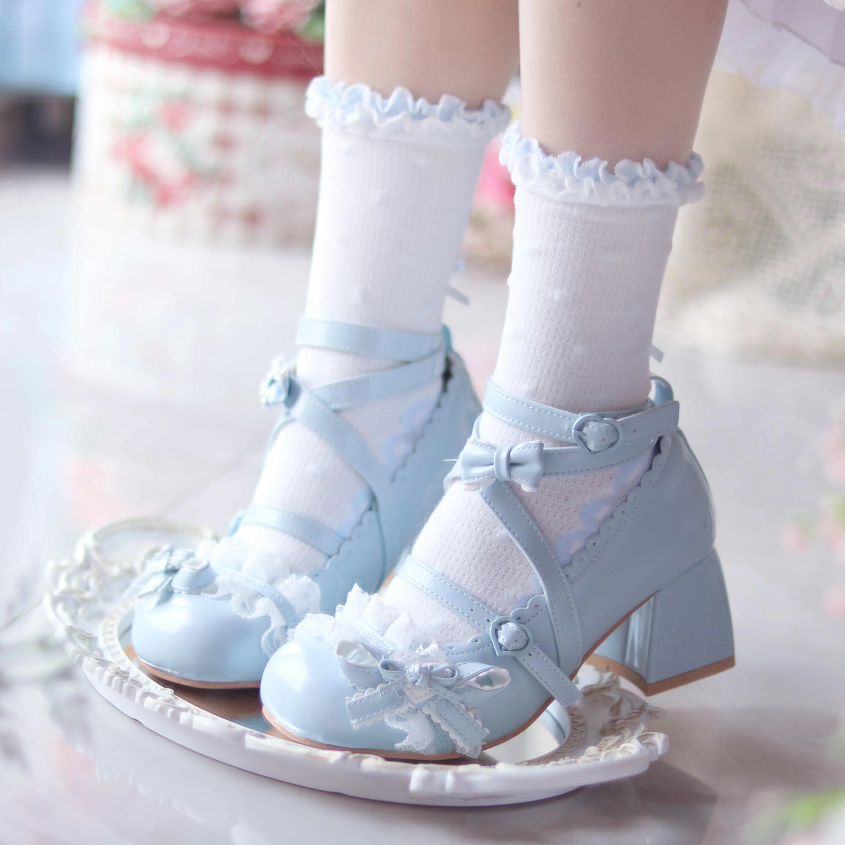Ballet Lace Round Toe Lolita Shoes - Image 4