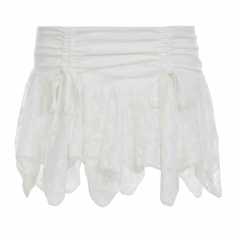 Ballet Lace Stitching Pleated Strap Skirt - Image 11