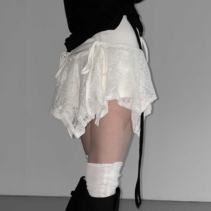 Ballet Lace Stitching Pleated Strap Skirt - Image 3