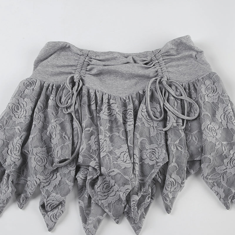 Ballet Lace Stitching Pleated Strap Skirt - Image 4