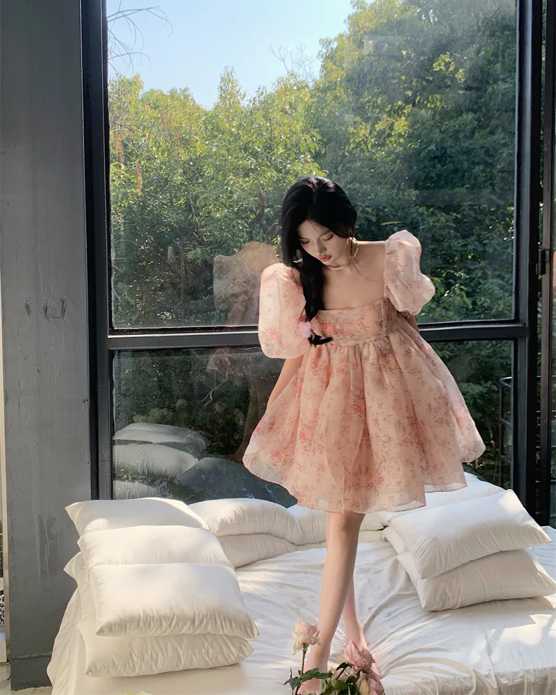 Ballet Palace-style Tutu Floral Coquette Dress - Image 4