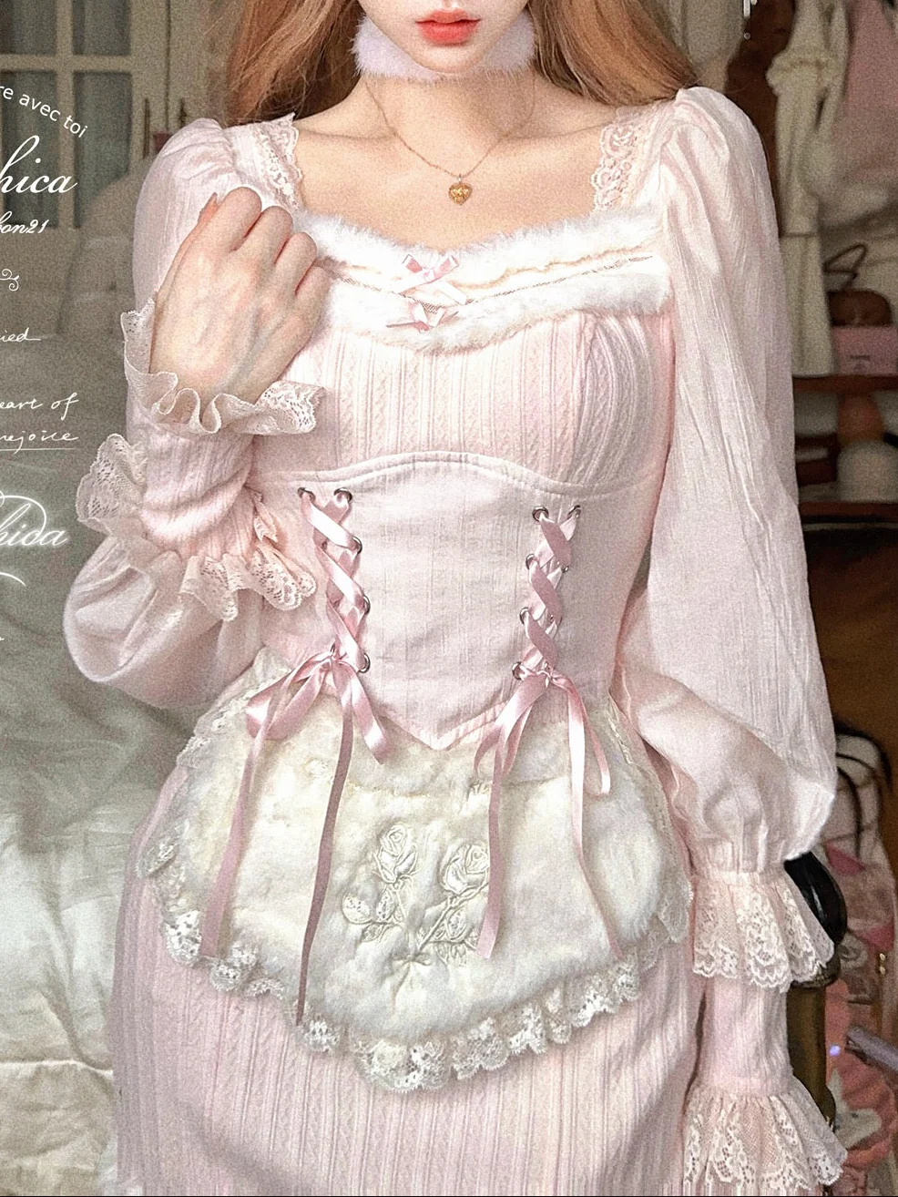 ballet pink coquette sweater dress - Image 2