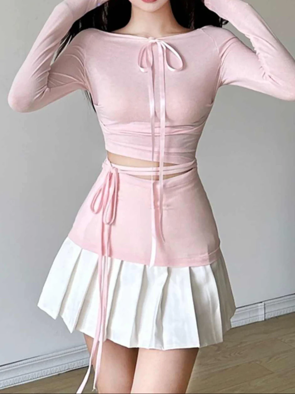 Ballet Pink Hollow Long-sleeved Top - Image 4