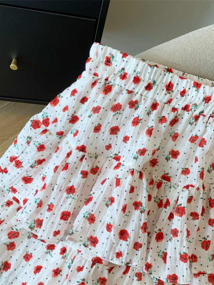 Ballet Polka Dot Floral Fluffy Cake Skirt - Image 4