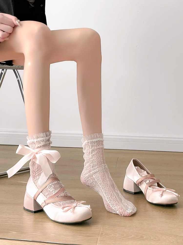 Ballet Thick Heel Coquette Shoes - Image 3
