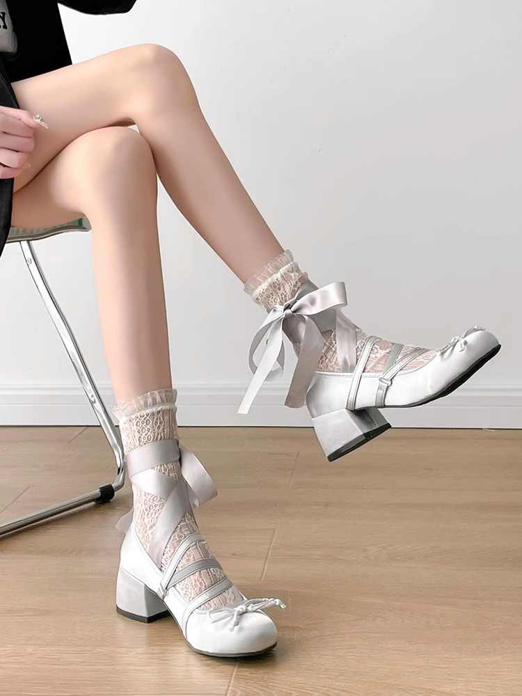 Ballet Thick Heel Coquette Shoes - Image 4