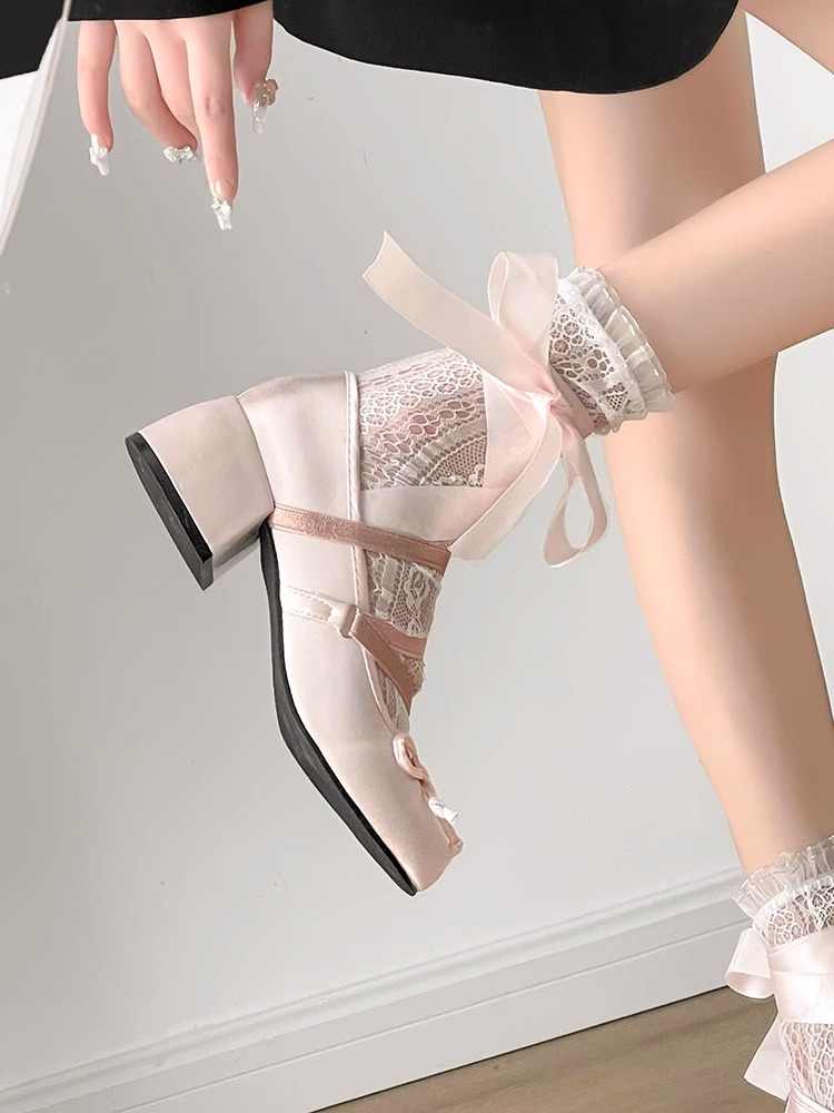 Ballet Thick Heel Coquette Shoes - Image 5