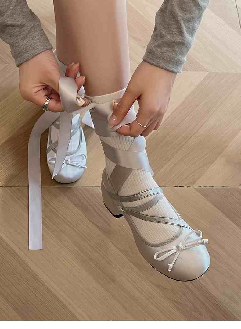 Ballet Thick Heel Coquette Shoes - Image 6