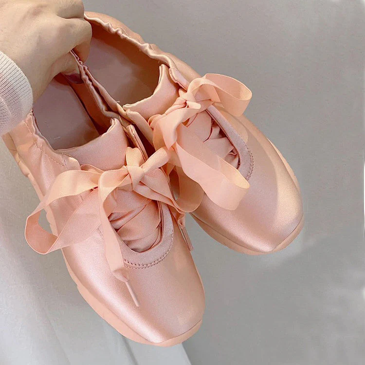Balletcore Aesthetic Satin Bow Sneakers - Image 3