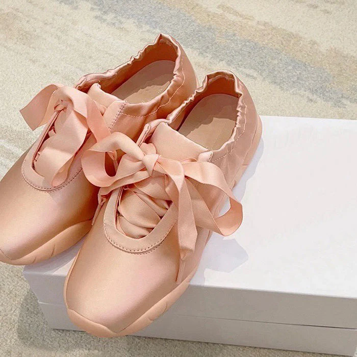 Balletcore Aesthetic Satin Bow Sneakers - Image 4