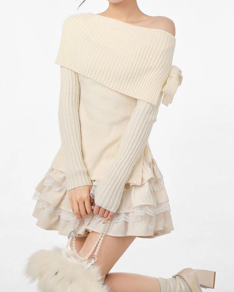 Balletcore Of Shoulder Sweater - Image 3