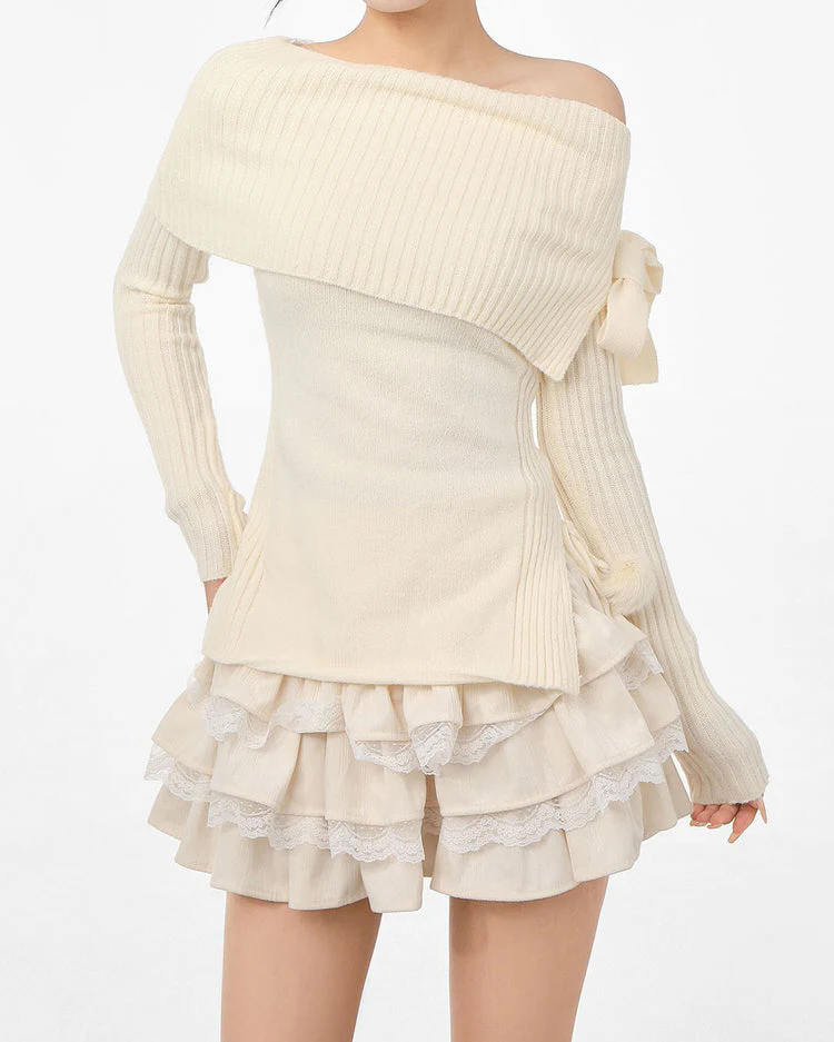Balletcore Of Shoulder Sweater - Image 5