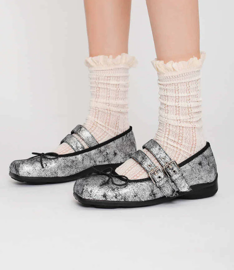 Balletcore Silver Mary Jane Shoes - Image 2