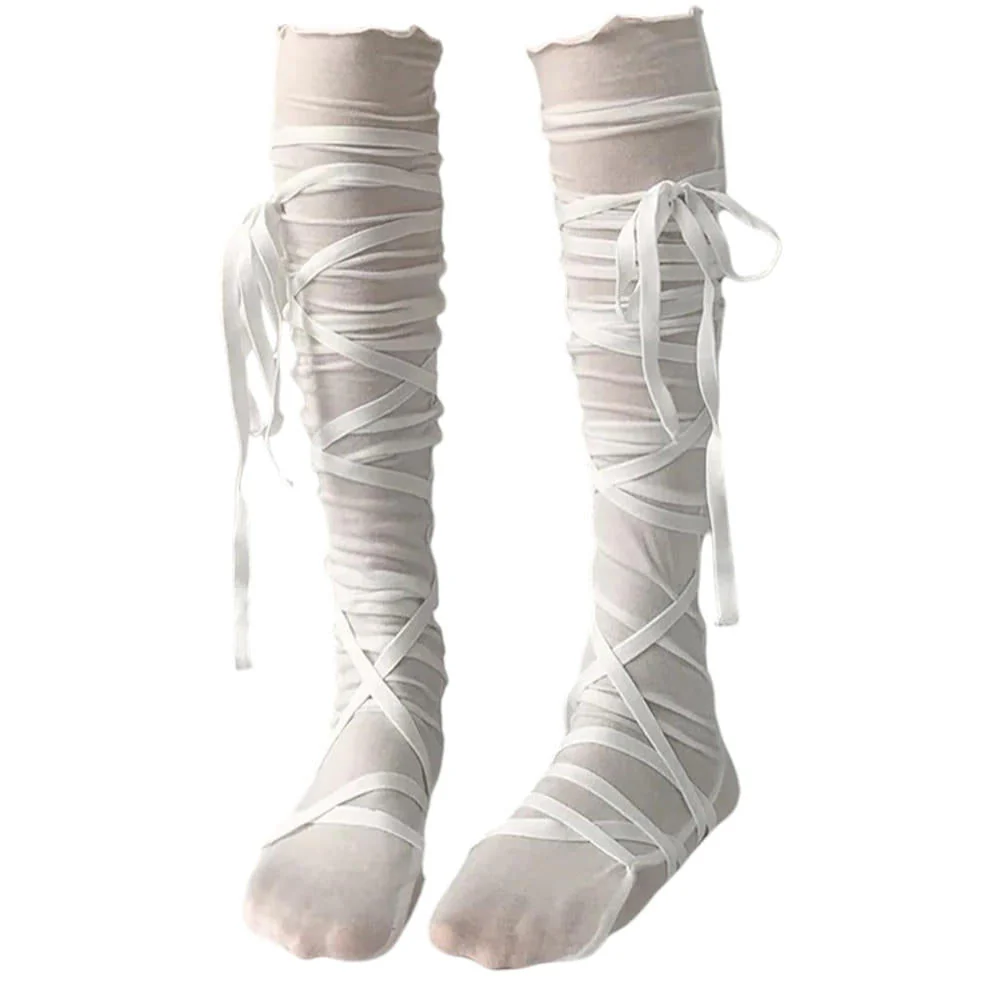 Balletcore Tie Up Knee High Socks - Image 10