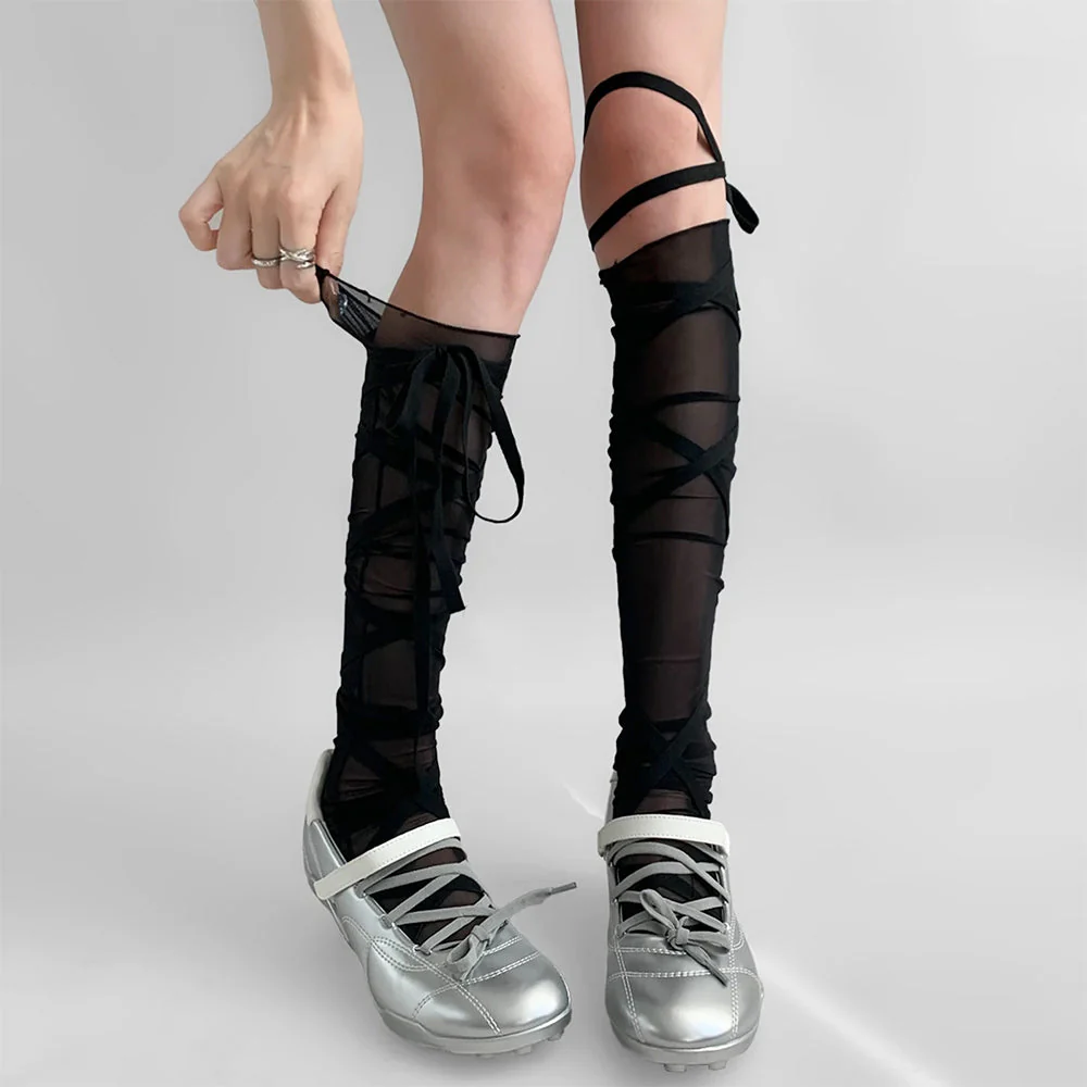 Balletcore Tie Up Knee High Socks - Image 5